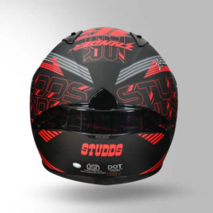 Studds Thunder D11 Decor Matt Black & Red With Spoiler - Full Face Helmets
