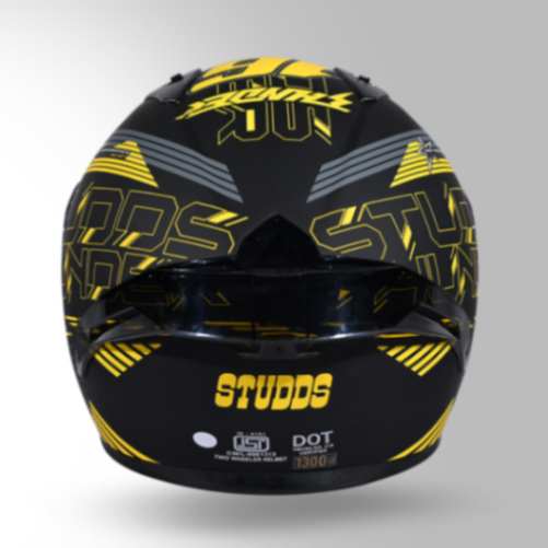 Studds Thunder D11 Decor Matt Black & Yellow With Spoiler - Full Face Helmets