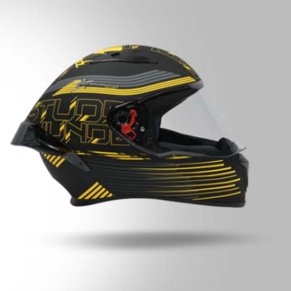 Studds Thunder D11 Decor Matt Black & Yellow With Spoiler - Full Face Helmets
