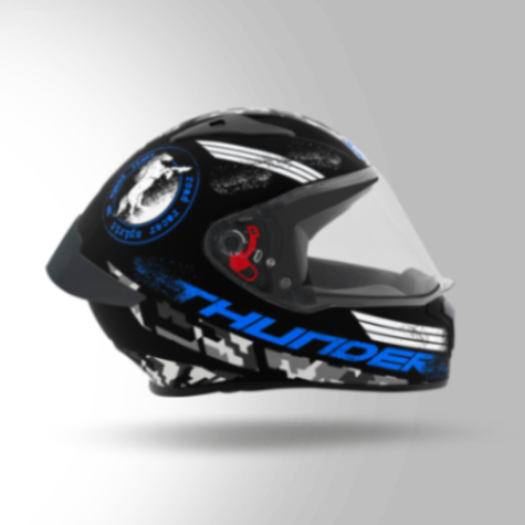 Studds Thunder D2 Decor Matt Black & Blue With Spoiler - Full Face Helmets