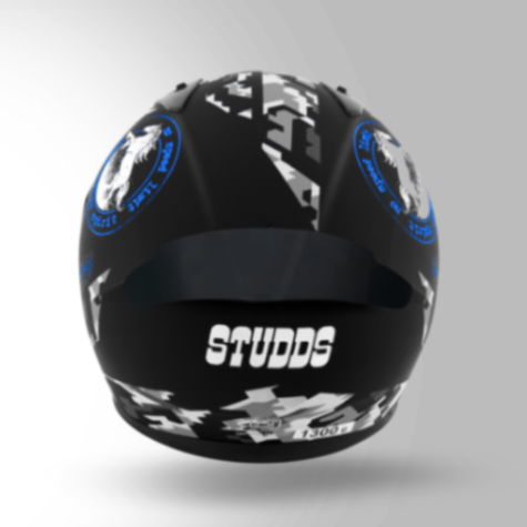 Studds Thunder D2 Decor Matt Black & Blue With Spoiler - Full Face Helmets