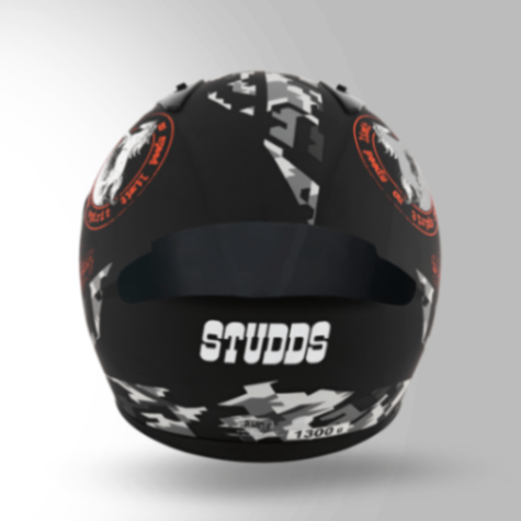 Studds Thunder D2 Decor Matt Black & Orange With Spoiler - Full Face Helmets