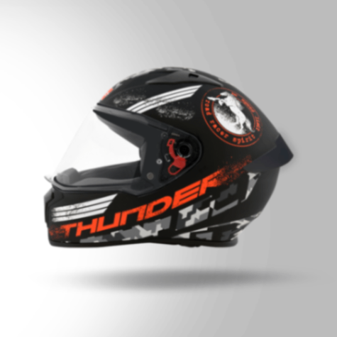Studds Thunder D2 Decor Matt Black & Orange With Spoiler - Full Face Helmets