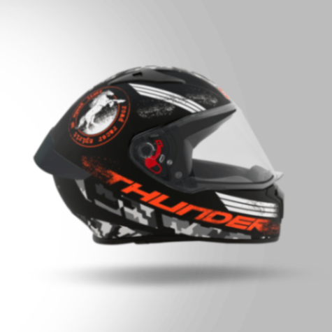 Studds Thunder D2 Decor Matt Black & Orange With Spoiler - Full Face Helmets