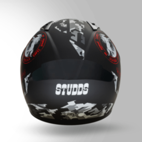 Studds Thunder D2 Decor Matt Black & Red With Spoiler - Full Face Helmets