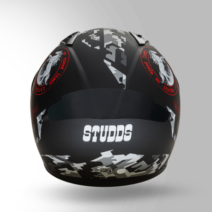 Studds Thunder D2 Decor Matt Black & Red With Spoiler - Full Face Helmets