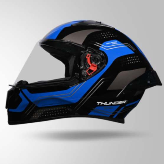 Studds Thunder D2 Draken Decor Black & Blue With Spoiler - Full Face Helmets