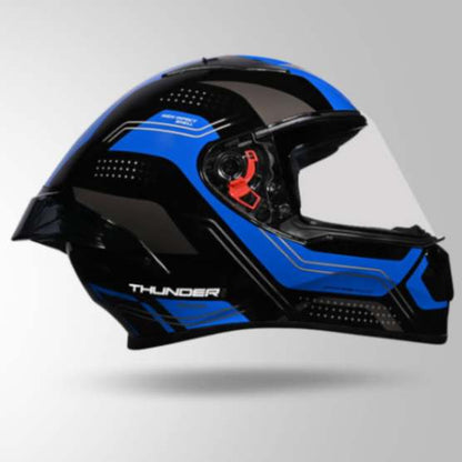 Studds Thunder D2 Draken Decor Black & Blue With Spoiler - Full Face Helmets
