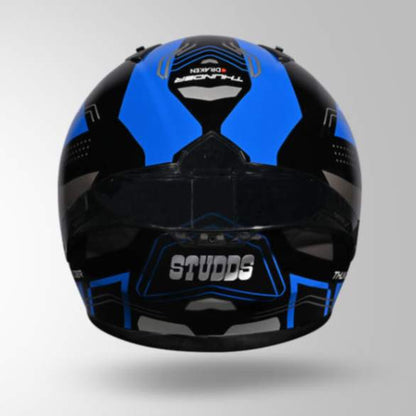 Studds Thunder D2 Draken Decor Black & Blue With Spoiler - Full Face Helmets