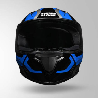 Studds Thunder D2 Draken Decor Black & Blue With Spoiler - Full Face Helmets