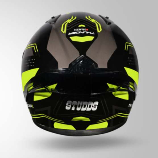 Studds Thunder D2 Draken Decor Black & Fluorescent Yellow With Spoiler - Full Face Helmets