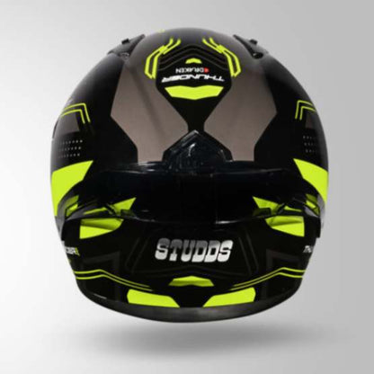 Studds Thunder D2 Draken Decor Black & Fluorescent Yellow With Spoiler - Full Face Helmets