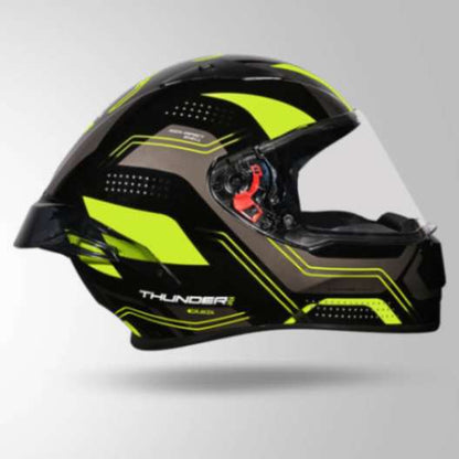 Studds Thunder D2 Draken Decor Black & Fluorescent Yellow With Spoiler - Full Face Helmets