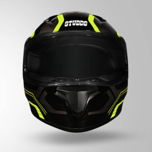 Studds Thunder D2 Draken Decor Black & Fluorescent Yellow With Spoiler - Full Face Helmets