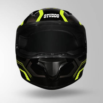 Studds Thunder D2 Draken Decor Black & Fluorescent Yellow With Spoiler - Full Face Helmets