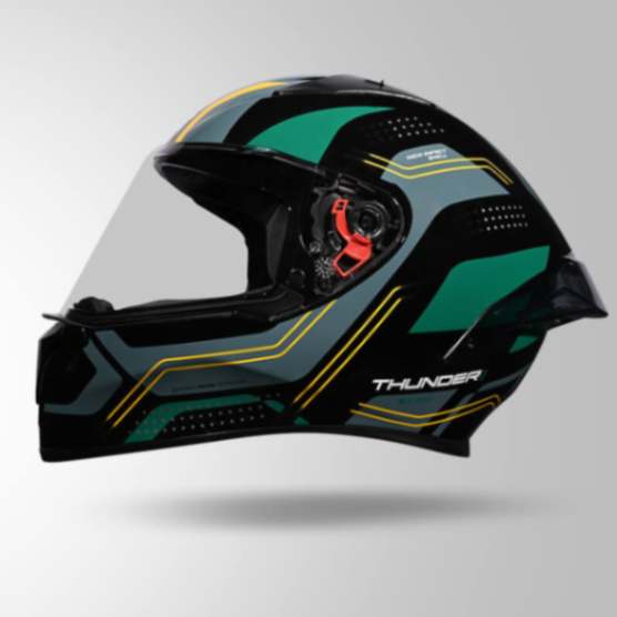 Studds Thunder D2 Draken Decor Black & Green With Spoiler - Full Face Helmets