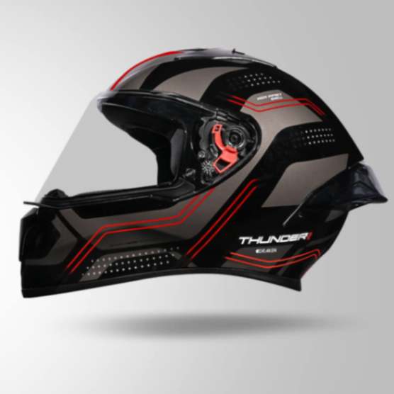 Studds Thunder D2 Draken Decor Black & Grey With Spoiler - Full Face Helmets