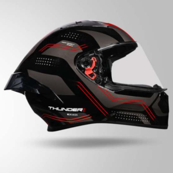 Studds Thunder D2 Draken Decor Black & Grey With Spoiler - Full Face Helmets