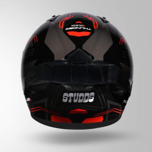 Studds Thunder D2 Draken Decor Black & Grey With Spoiler - Full Face Helmets 4