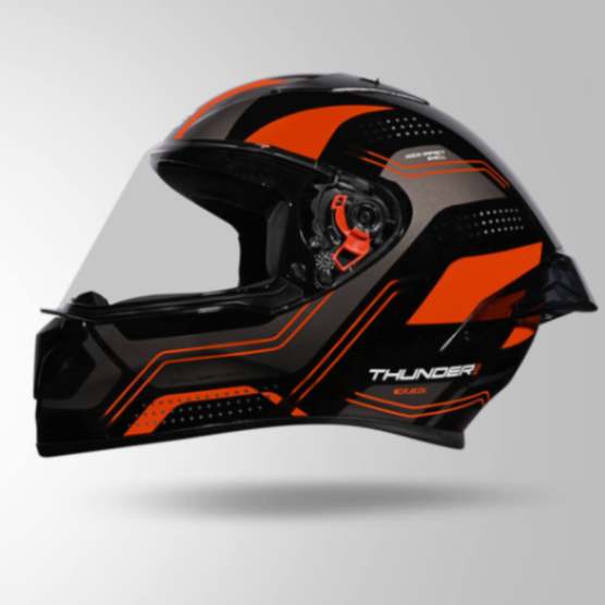 Studds Thunder D2 Draken Decor Black & Orange With Spoiler - Full Face Helmets