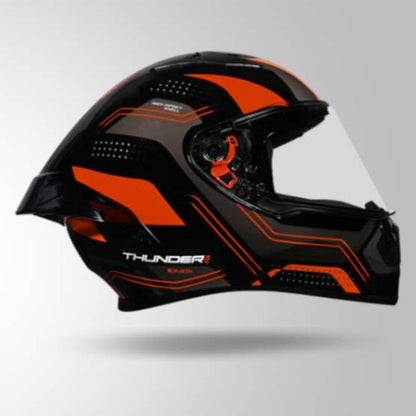 Studds Thunder D2 Draken Decor Black & Orange With Spoiler - Full Face Helmets