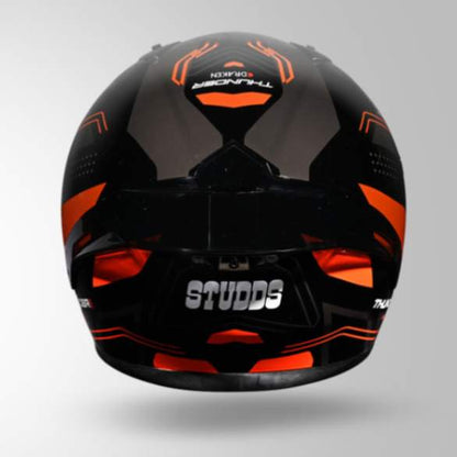 Studds Thunder D2 Draken Decor Black & Orange With Spoiler - Full Face Helmets