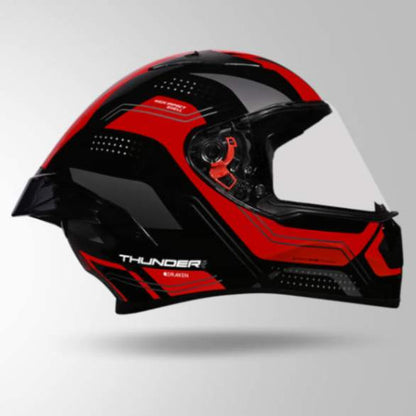 Studds Thunder D2 Draken Decor Black & Red With Spoiler - Full Face Helmets