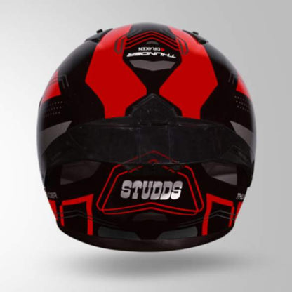 Studds Thunder D2 Draken Decor Black & Red With Spoiler - Full Face Helmets