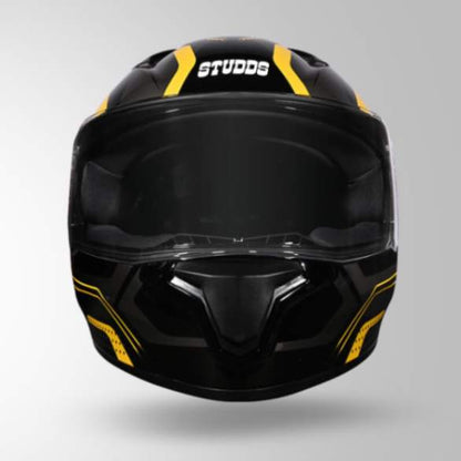 Studds Thunder D2 Draken Decor Black & Yellow With Spoiler - Full Face Helmets