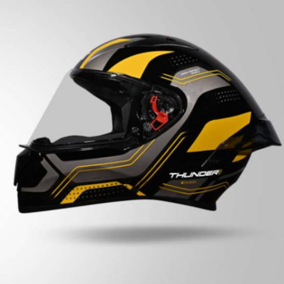 Studds Thunder D2 Draken Decor Black & Yellow With Spoiler - Full Face Helmets