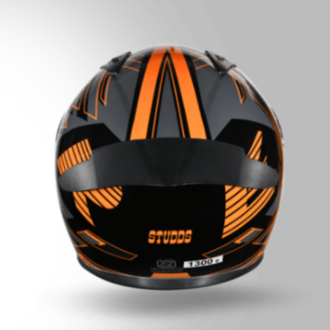 Studds Thunder D3 Decor Black & Orange With Spoiler - Full Face Helmets