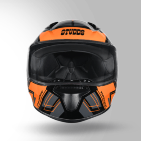Studds Thunder D3 Decor Black & Orange With Spoiler - Full Face Helmets