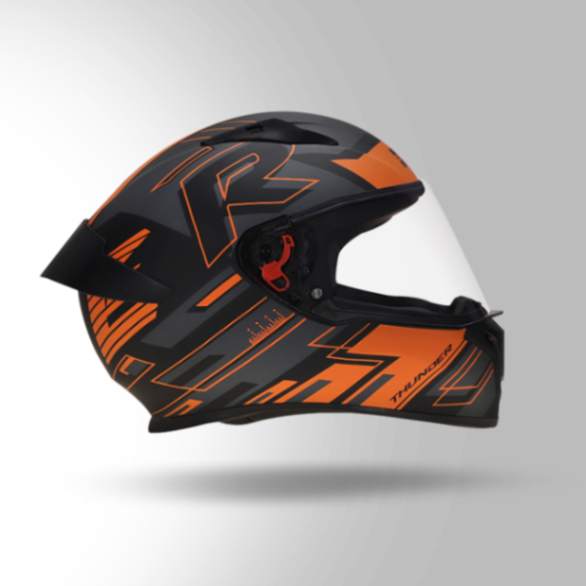 Studds Thunder D3 Decor Matt Black & Orange With Spoiler - Full Face Helmets