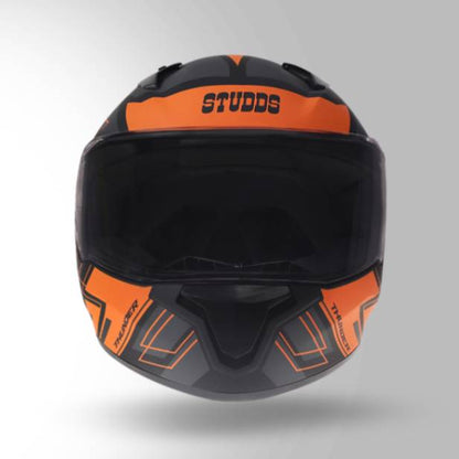 Studds Thunder D3 Decor Matt Black & Orange With Spoiler - Full Face Helmets