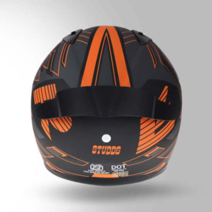 Studds Thunder D3 Decor Matt Black & Orange With Spoiler - Full Face Helmets