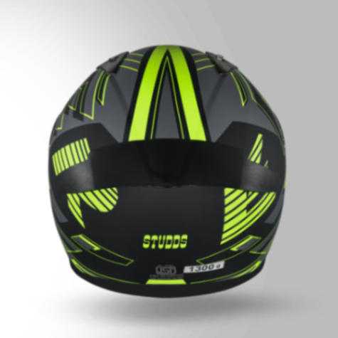 Studds Thunder D3 Decor Matt Black & Yellow With Spoiler - Full Face Helmets