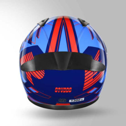 Studds Thunder D3 Decor Matt Blue & Red With Spoiler - Full Face Helmets