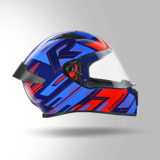 Studds Thunder D3 Decor Matt Blue & Red With Spoiler - Full Face Helmets