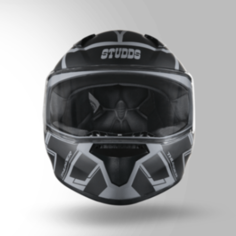 Studds Thunder D3 Decor Matt Grey & Black With Spoiler - Full Face Helmets