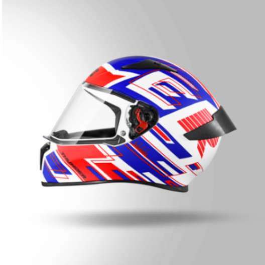Studds Thunder D3 Decor White & Red With Spoiler - Full Face Helmets