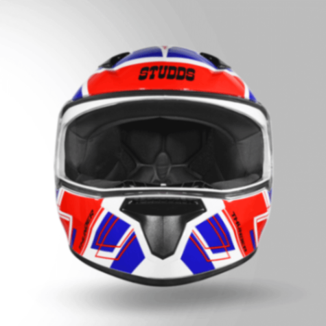 Studds Thunder D3 Decor White & Red With Spoiler - Full Face Helmets