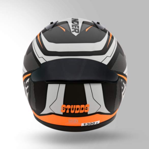 Studds Thunder D4 Decor Black & Orange With Spoiler - Full Face Helmets