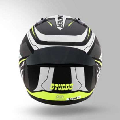 Studds Thunder D4 Decor Black & Yellow With Spoiler - Full Face Helmets