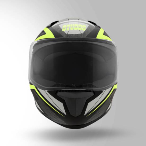 Studds Thunder D4 Decor Black & Yellow With Spoiler - Full Face Helmets