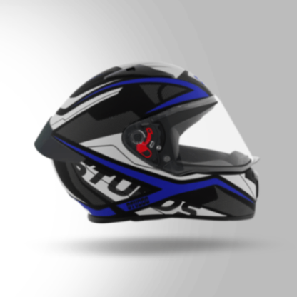 Studds Thunder D4 Decor Matt Black & Blue With Spoiler - Full Face Helmets