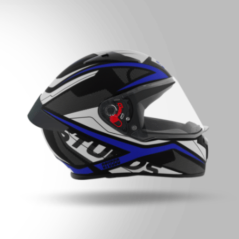 Studds Thunder D4 Decor Matt Black & Blue With Spoiler - Full Face Helmets