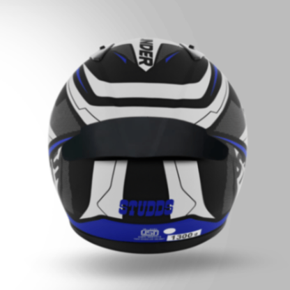 Studds Thunder D4 Decor Matt Black & Blue With Spoiler - Full Face Helmets