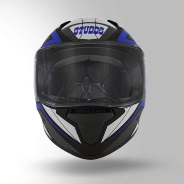 Studds Thunder D4 Decor Matt Black & Blue With Spoiler - Full Face Helmets