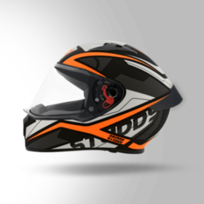 Studds Thunder D4 Decor Matt Black & Orange With Spoiler - Full Face Helmets