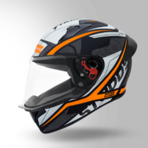 Studds Thunder D4 Decor Matt Black & Orange With Spoiler - Full Face Helmets